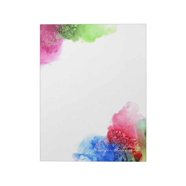 Vattenfärgad Modern Blue Grönt Red-Personlig Anteckningsblock (Roterad)