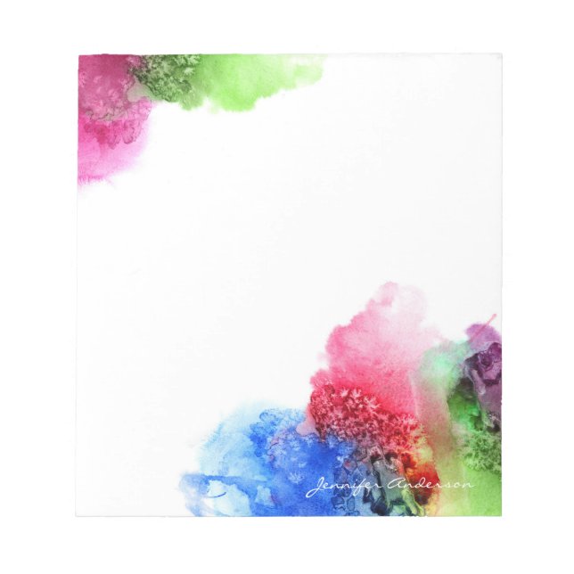 Vattenfärgad Modern Blue Grönt Red-Personlig Anteckningsblock (Framsida)