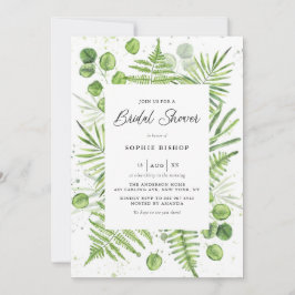 Vattenfärgad Möhippa Ferns och Eucalyptus Inbjudningar