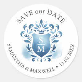 Vattenfärgad monogrammad Vapensköld Runt Klistermärke