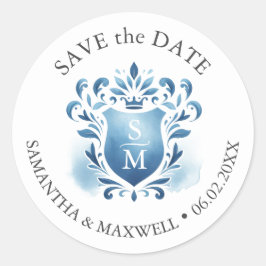 Vattenfärgad monogrammad Vapensköld Runt Klistermärke