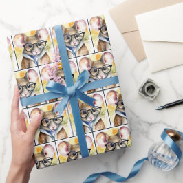 Vattenfärgad mus med eyeglass presentpapper