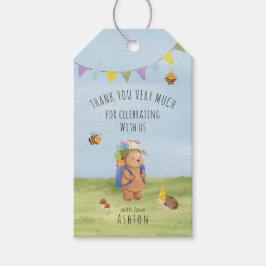 Vattenfärgad nalle, äventyr tack presentetikett