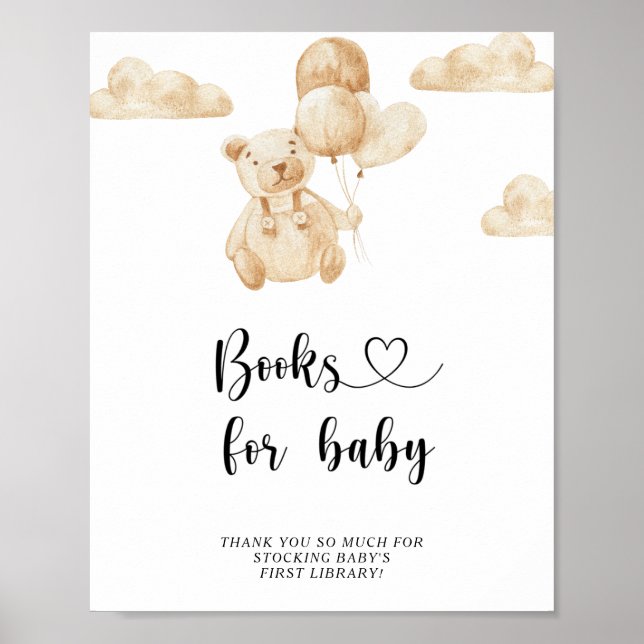 Vattenfärgad Nalle, bokar för baby poster (Framsidan)