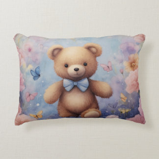 Vattenfärgad Nalle Pillow-gåva botanisk gåva Prydnadskudde