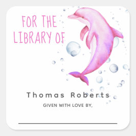 Vattenfärgad nautisk - babyduschboplåt fyrkantigt klistermärke