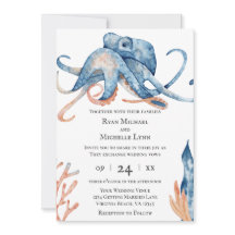 Vattenfärgad oktopus allt i ett badbröllop