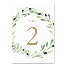 vattenfärgad olivkrans Bordsnummer 2