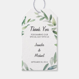 Vattenfärgad olivolja från gren löv bröllop Tack Presentetikett