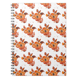 Vattenfärgad orange blomma anteckningsbok