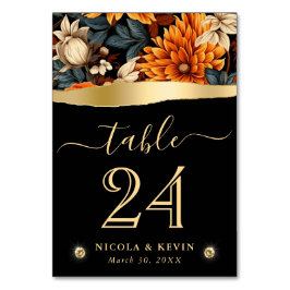 Vattenfärgad Orange Brun Höst löv Bröllop Bordsnummer