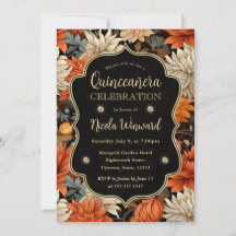 Vattenfärgad Orange Brun Höst löv Quinceanera