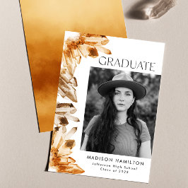 Vattenfärgad Orange Citrine Crystal Photo Studente Meddelande