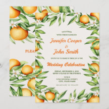 Vattenfärgad Orange Citrus Fruit Botanical Bröllop