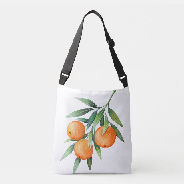 Vattenfärgad Orange Frukt: Grenar isolerad. Axelväska (Framsida)