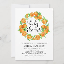 Vattenfärgad Orange Fruktkrans, sommardräkt Inbjudningar