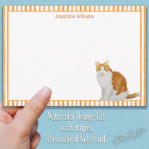 Vattenfärgad Orange Katt med Rand Personlig