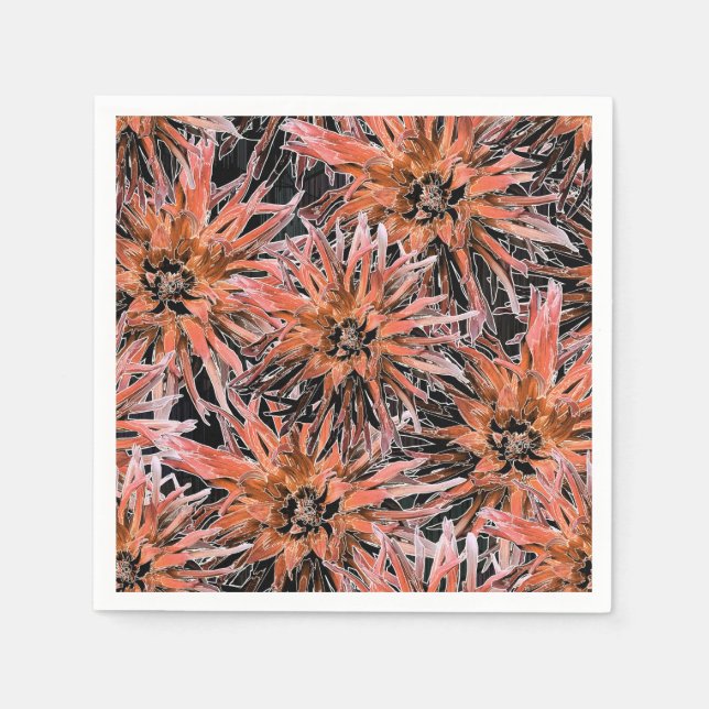 Vattenfärgad orange och bruna blommor. pappersservett (Framsidan)