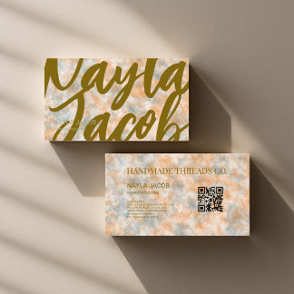 Vattenfärgad Orange och Grått Handmade Clothing Visitkort