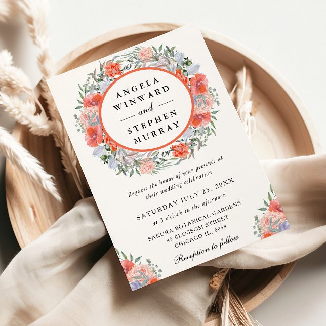 Vattenfärgad Orange och Lila Bröllop Inbjudningar (Skapare uppladdad)