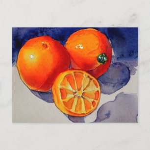 Vattenfärgad orange vykort