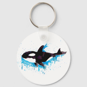 Vattenfärgad Orca Nyckelring