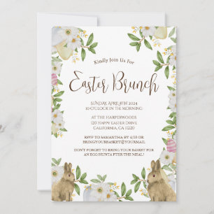Vattenfärgad påsk brunch-äggjakt med enkel blommig inbjudningar