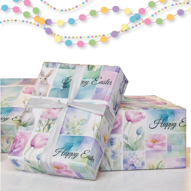 Vattenfärgad Påskhare Lägg till Namn Cute Presentpapper (Skapare uppladdad)
