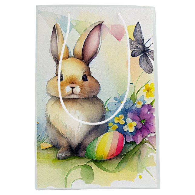 Vattenfärgad Påskhare med påskägg (Framsidan)
