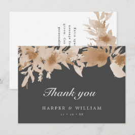Vattenfärgad persikobeige grått-blommigt-tackkort inbjudningar