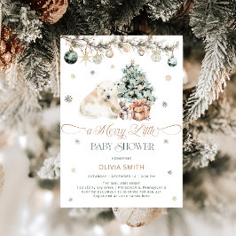 Vattenfärgad Polar Bär en mycket liten babyskö Inbjudningar