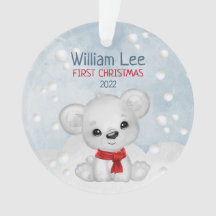 Vattenfärgad Polar Bear Baby 1:a jul