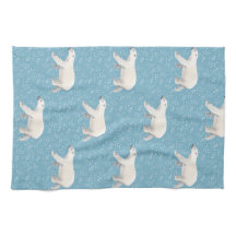 Vattenfärgad Polar Bear Blue Kitchen Towel
