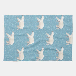 Vattenfärgad Polar Bear Blue Kitchen Towel Kökshandduk