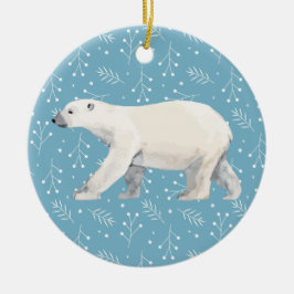 Vattenfärgad Polar Bear Julgran Julgransprydnad Keramik