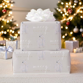 Vattenfärgad Polar Bear Modern Typography-jul Presentpapper