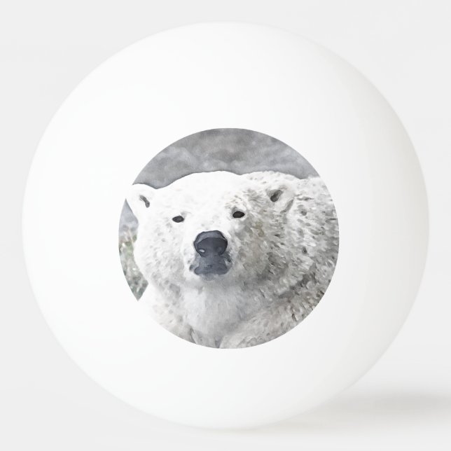 Vattenfärgad Polar Bear Pingisboll (Framsidan)