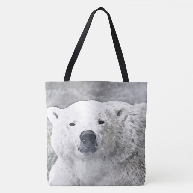 Vattenfärgad Polar Bear Tygkasse (Framsida)