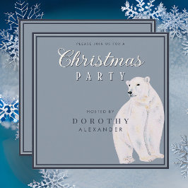 Vattenfärgad Polar Bear Vintage jul Party Inbjudningar