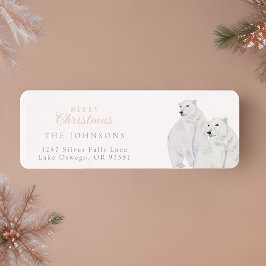 Vattenfärgad Polar Bears jul-Returadress Returadress Etikett
