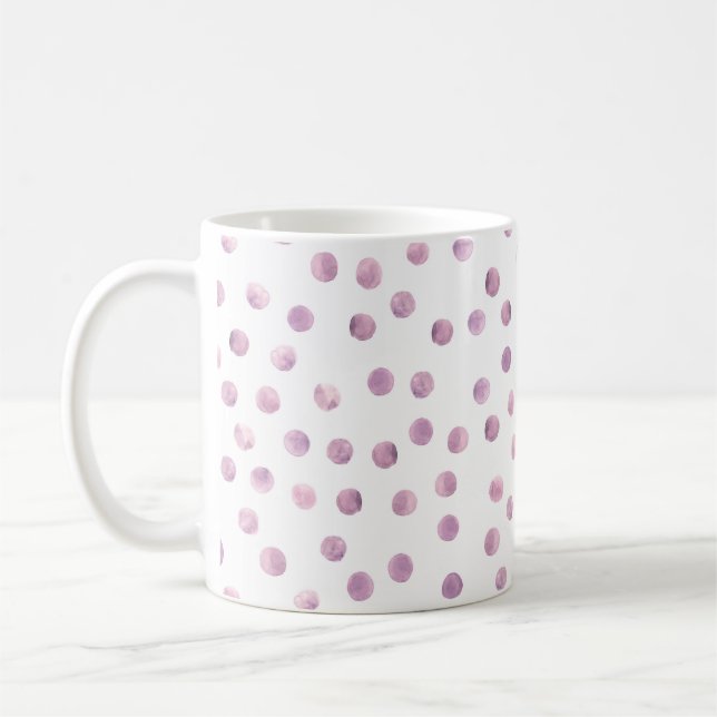 Vattenfärgad polka dots, rosa geometrisk bakgrund. kaffemugg (Vänster)