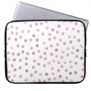 Vattenfärgad polka dots, rosa geometrisk bakgrund. laptop fodral