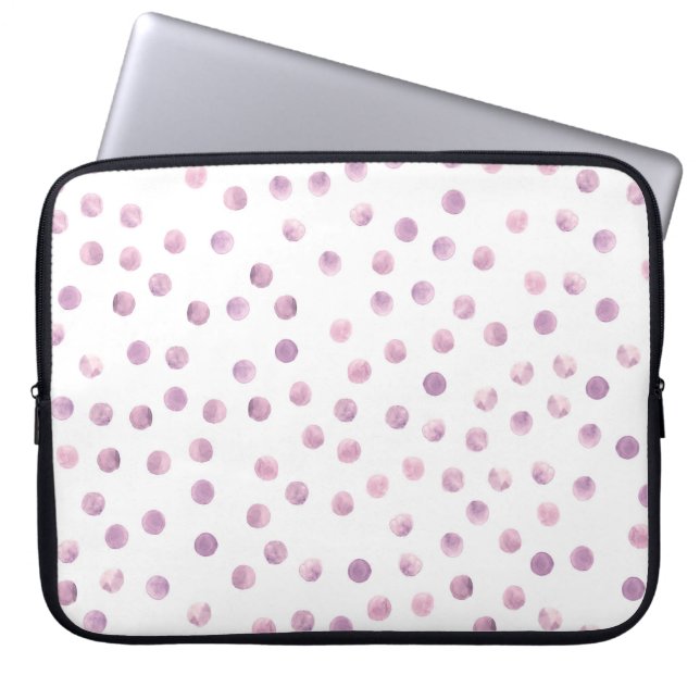 Vattenfärgad polka dots, rosa geometrisk bakgrund. laptop fodral (Framsidan)