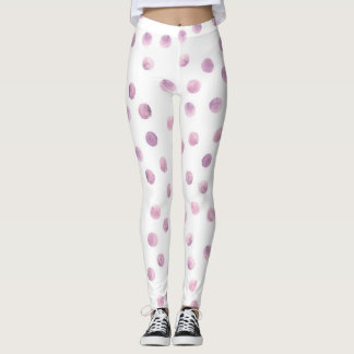Vattenfärgad polka dots, rosa geometrisk bakgrund. leggings