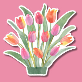 Vattenfärgad prickad tulips, vattentät klistermärken