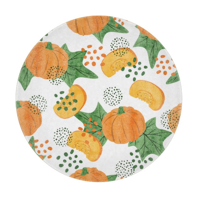 Vattenfärgad Pumpkin Vegetable: Orange Sömlös (Framsidan)