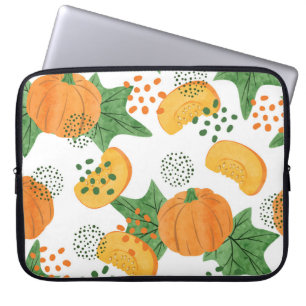 Vattenfärgad Pumpkin Vegetable: Orange Sömlös Laptop Fodral