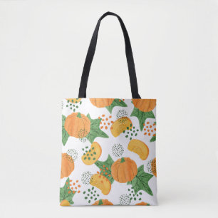 Vattenfärgad Pumpkin Vegetable: Orange Sömlös Tygkasse
