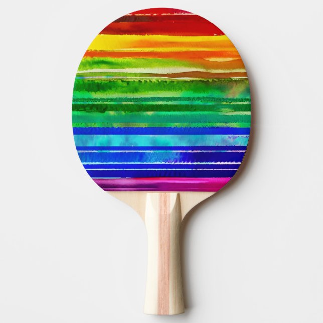 Vattenfärgad Rand Modern Artsy Rainbow Pingisracket (Framsidan)