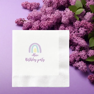 Vattenfärgad regnbåge blå lilac-gult Birthday Pappersservett